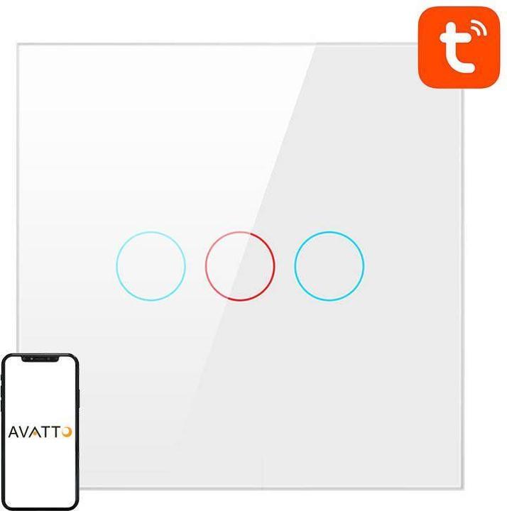 Produktbild Avatto Smart Light Switch WiFi TS02-EU-W3 3 Way TUYA (white)