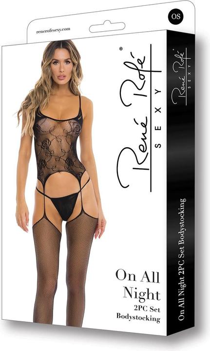 Produktbild René Rofé Rene Rofe On All Night Bodystocking w/G-String Black O/S (One Size)