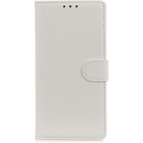 MU Classic Litchi Leder Bookcover Series (LG K41s), Smartphone Hülle, Weiss