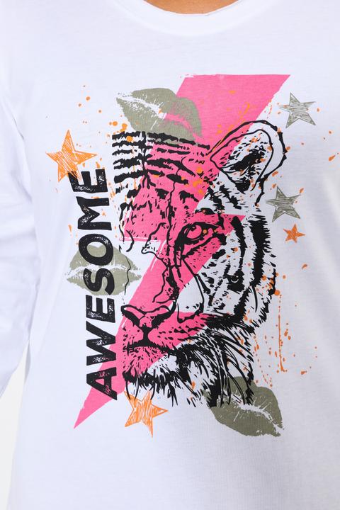 Image du produit Angel of Style T-Shirt, A-Linie, Tiger-Motiv, offenkantig (48)