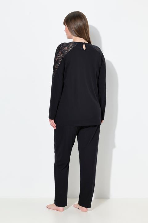 Produktbild Ulla Popken Pyjama, Spitze, Rundhals, Langarm, Modalmix (62)