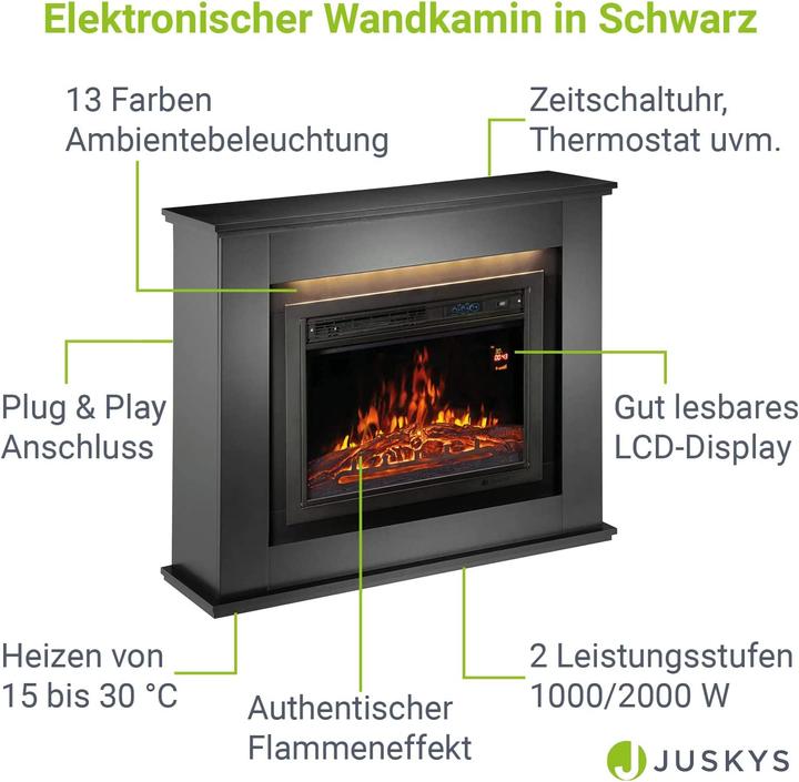 Produktbild Juskys Elektrokamin (100 x 28 x 80 cm)
