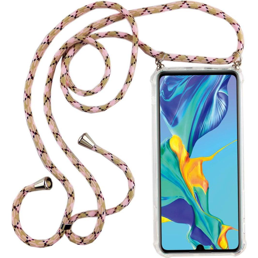 König Design Huawei P30 Pro New Editition Handykette Case zum umhängen mit Kordel Etui Rosa, Handykette, Transparent