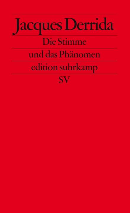 Produktbild Die Stimme und das Phänomen (Deutsch, Jacques Derrida, 2003)