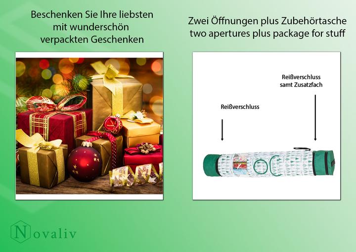 Produktbild Novaliv 3x Aufbewahrung Ordnungssystem Geschenkpapier Organizer grün Geschenkpapierrollen