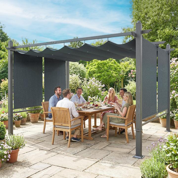 Immagine prodotto Outsunny Pergola Aluminium, Polyester Dunkelgrau (392 cm, 297 cm)