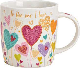 Beanarella Tasse, décor coeur, To the one I love, en porcelaine, 340ml, Design 2 (340 ml)