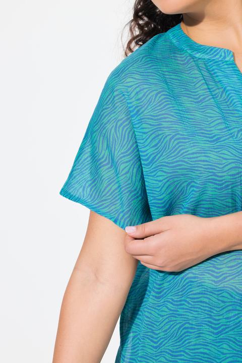 Produktbild Ulla Popken Bluse, Zebramuster, A-Linie, V-Ausschnitt, Halbarm (62)