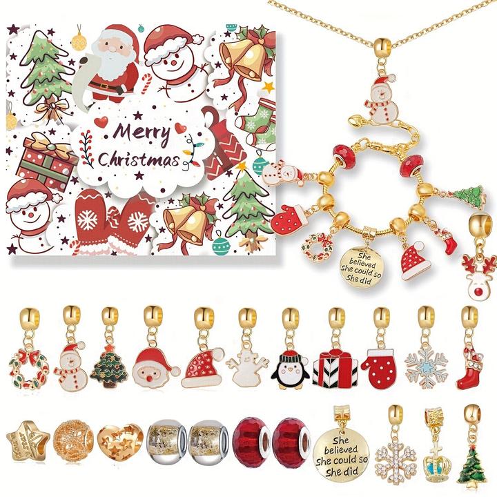 Activity Board 24 Tage Weihnachtskalender Advent Countdown Überraschungsgeschenk, DlY Perlenschmuck MakingKit
