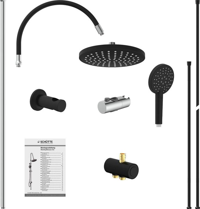 Image du produit Schütte Douche à effet pluie salle de bain MATAO RAIN ensemble de douche de tête chrome noir mat système de