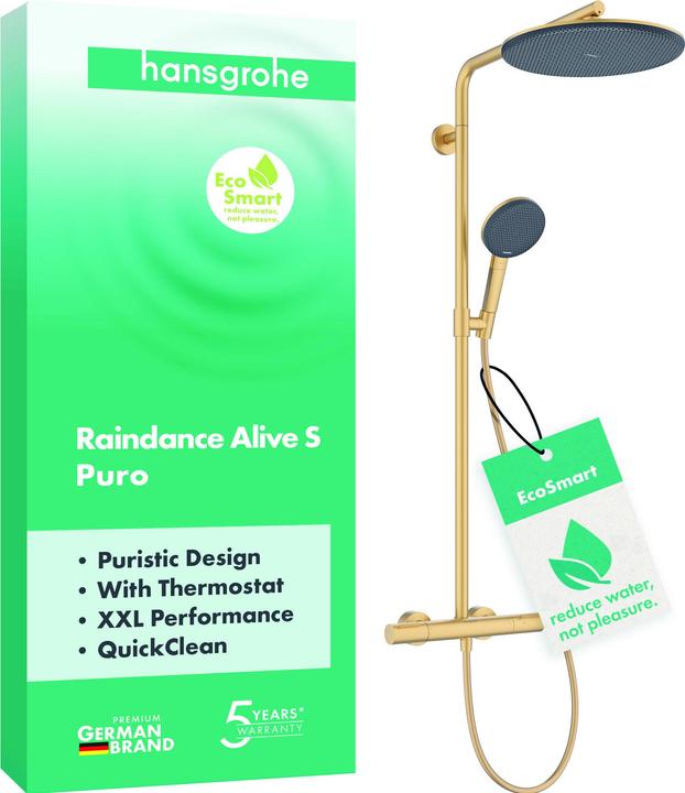 Produktbild hansgrohe Raindance Alive S PURO système de douche 300 1jet EcoSmart avec élément Ecostat, 24593140, 24593140