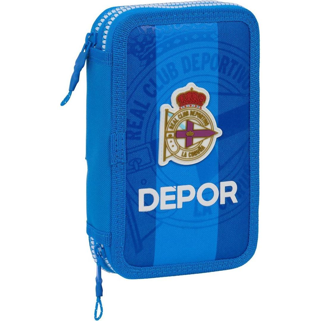 R. C. Deportivo de La Coruña, Astuccio, Doppel-Federtasche Blau 12.5 x 19.5 x 4 cm (28 Stücke)