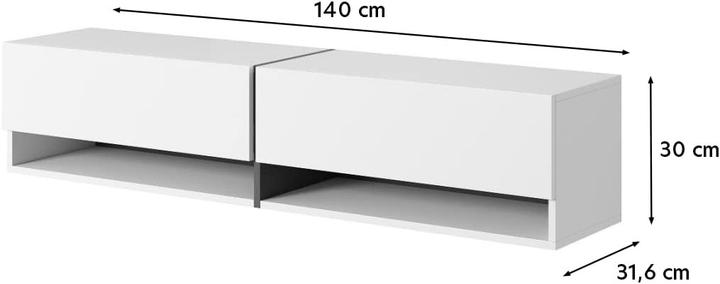 Actual product image Selsey Mirrgo Floating TV Console with Golden Accents and White Marble Finish (140 x 31.60 x 30 cm)