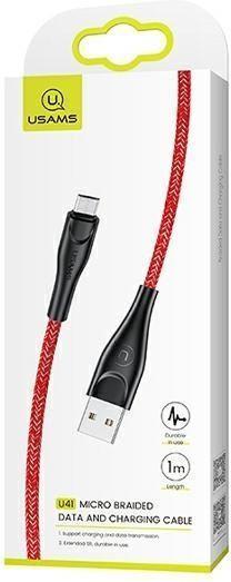 Produktbild Usams Kabel pleciony U41 microUSB 1m 2A czerwony/red SJ393USB02 (US-SJ393) Fast Charge (1 m, USB 3.2 Gen 1)