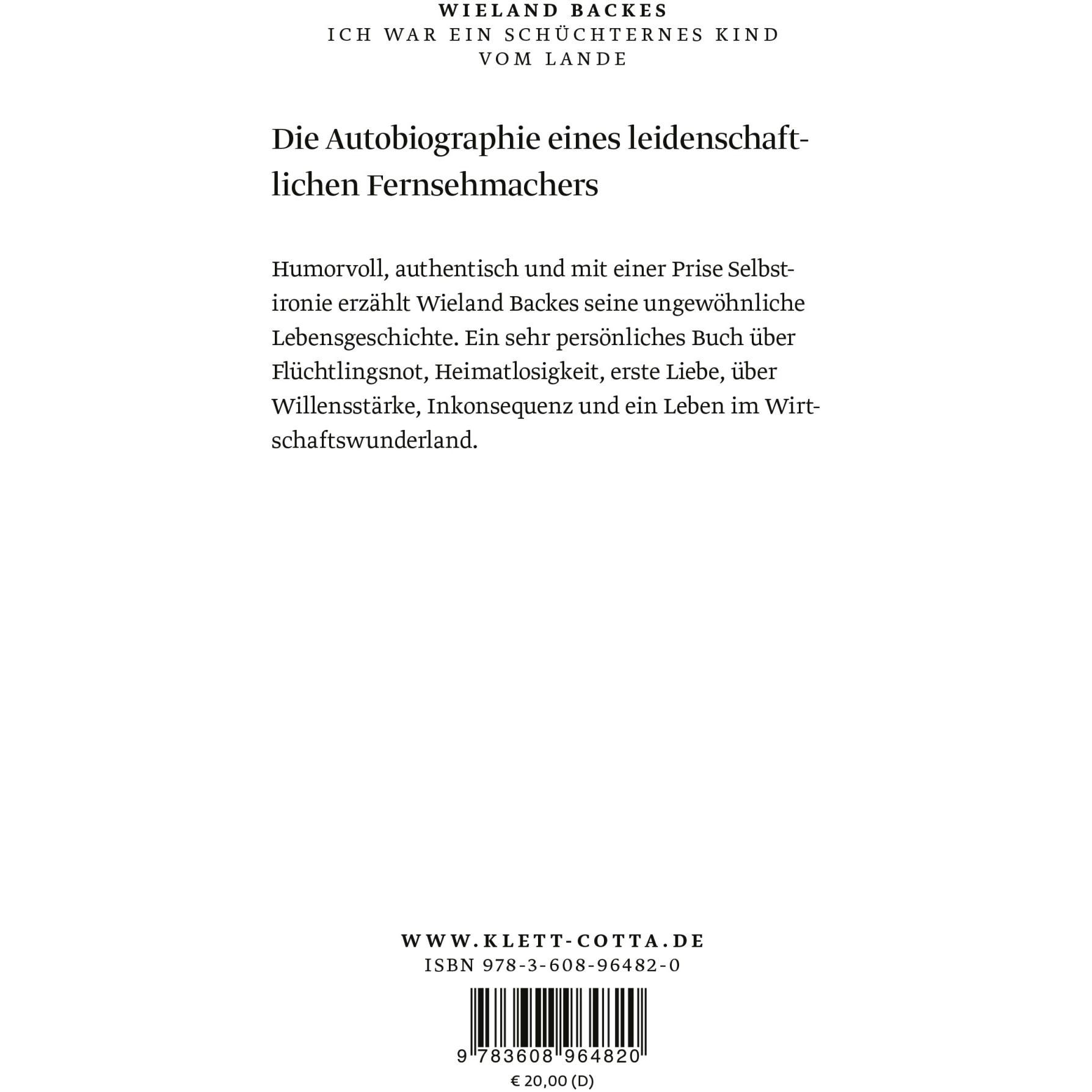 Thumbnail - Ich war ein schüchternes Kind vom Lande, Belletristik von Wieland Backes