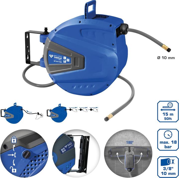 Productafbeelding KS Tools Automatische persluchtslanghaspel Ø 10 mmx 15 m