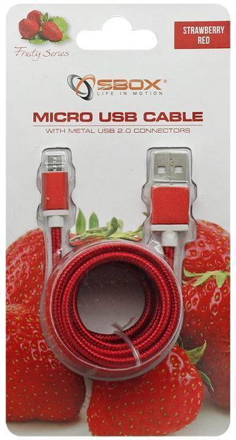 Image du produit Sbox USB->Micro USB M/M 1.5m USB-10315R red (1.50 m, USB 2.0)