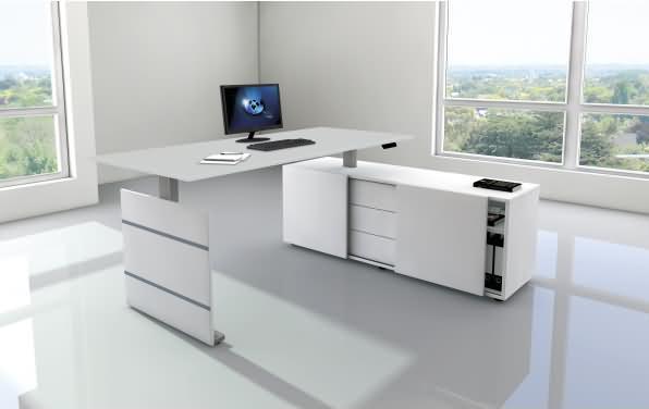 Produktbild Kerkmann Move 3 höhenverstellbarer Schreibtisch lichtgrau weiss rechteckig (180 x 80 x 72 cm)