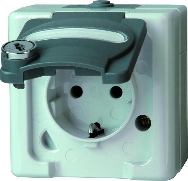 Produktbild Kopp APWG Schuko 28 1036.5600.5 abschliessbar 2 Blue Electric grau