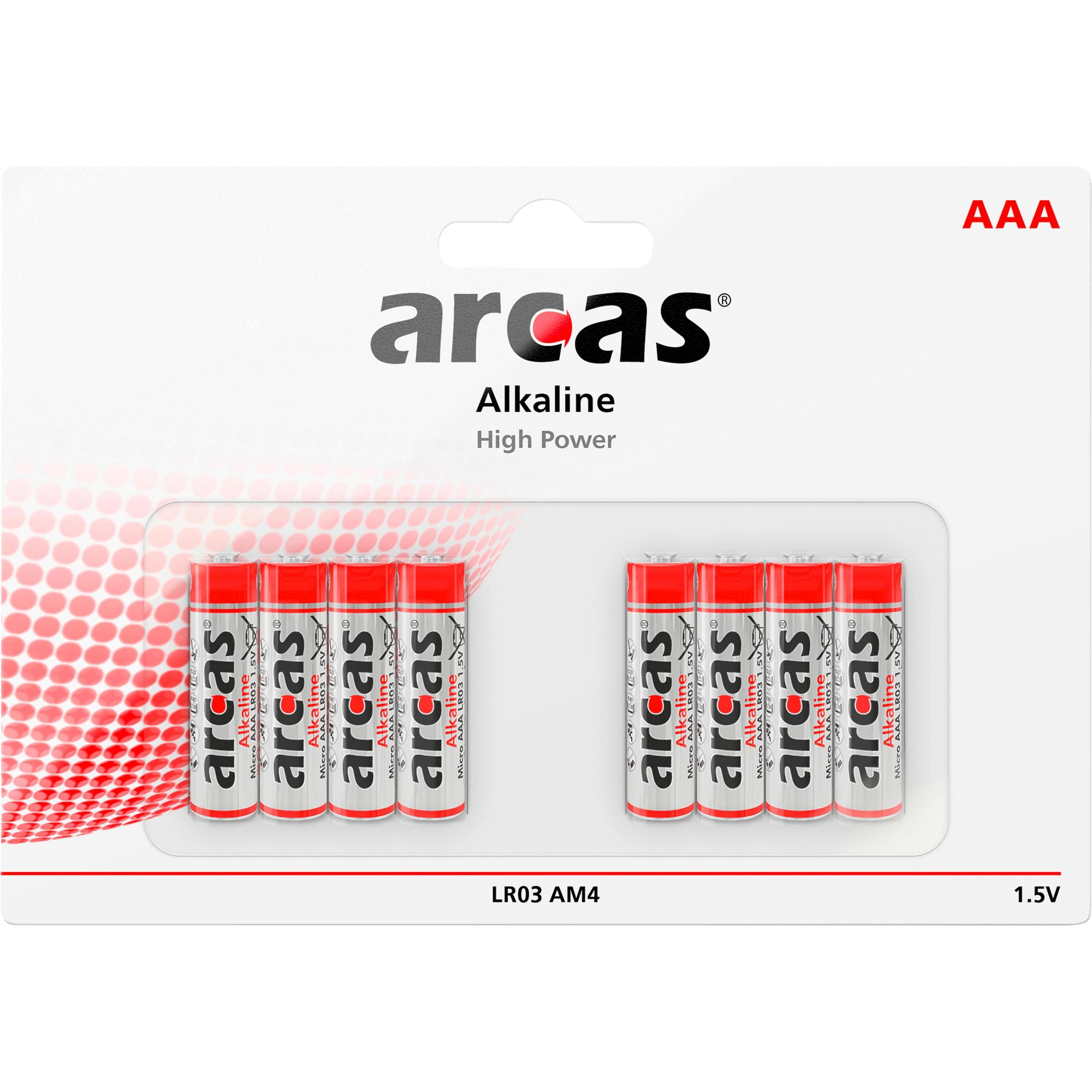 Arcas Alkaline 1,5V LR03/AAA, 8(4+4) pack (8 Stk., AAA), Batterien + Akkus