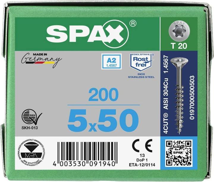 Produktbild Spax A2 Senkmultikopf T-Star Plus T20 Teilgewinde (200 Schrauben pro Stück)