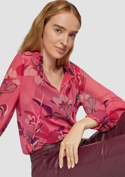 Produktbild s.Oliver Bluse Transparente Chiffon-Bluse mit Smok-Details (36)