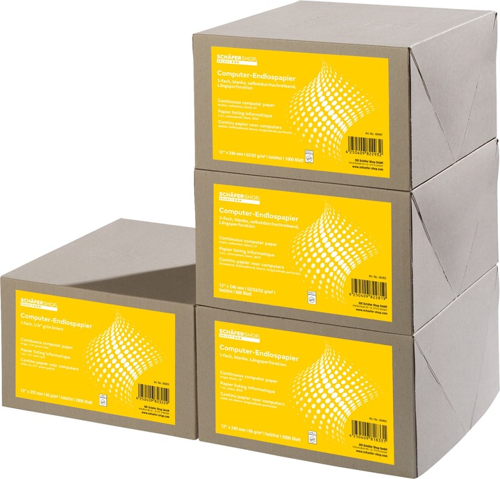 Actual product image Schäfer Shop Computer continuous paper, 3-fold blank, 600 pieces (52 g/m², 600 x)