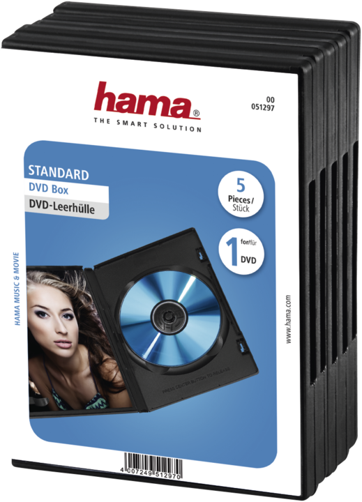 Hama DVD Leerhüllen, 5er-Pack, Jewel Case Schwarz