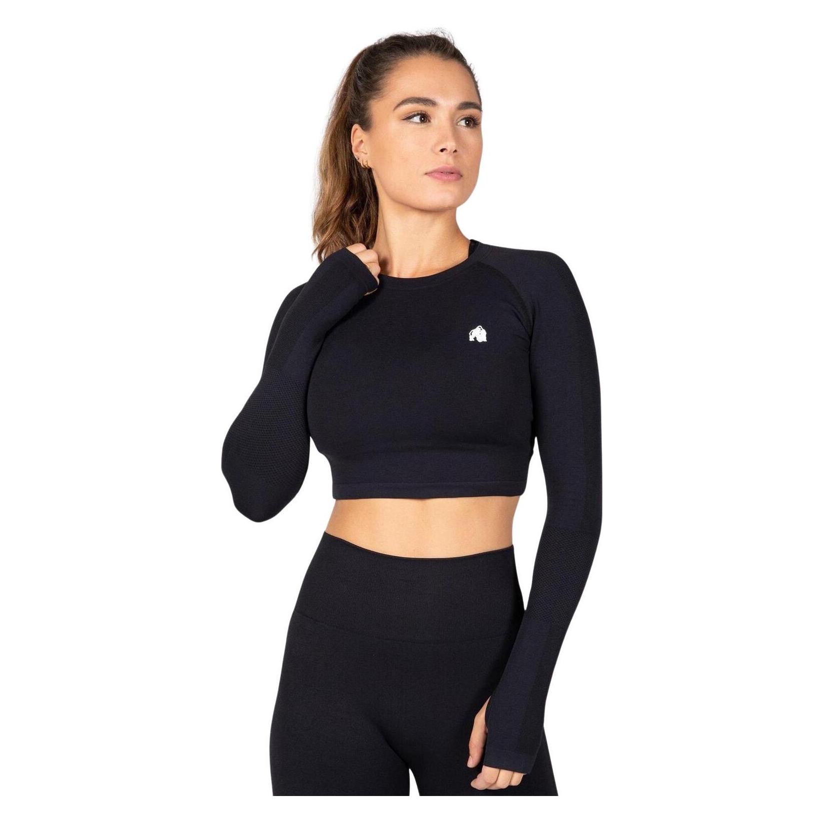 Gorilla Wear, Damen, Funktionsshirt, Hilton Seamless Long Sleeve Black (S, M), Schwarz, S, M