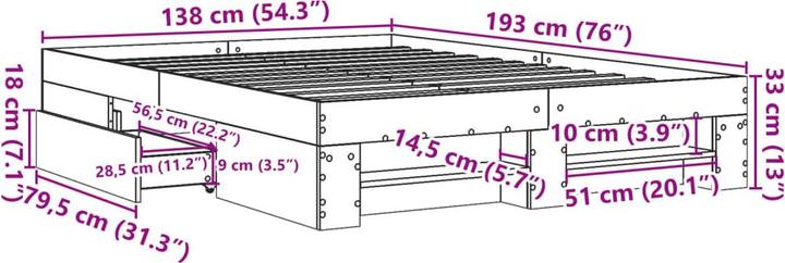 Image du produit vidaXL Bettgestell (135 x 190 cm)