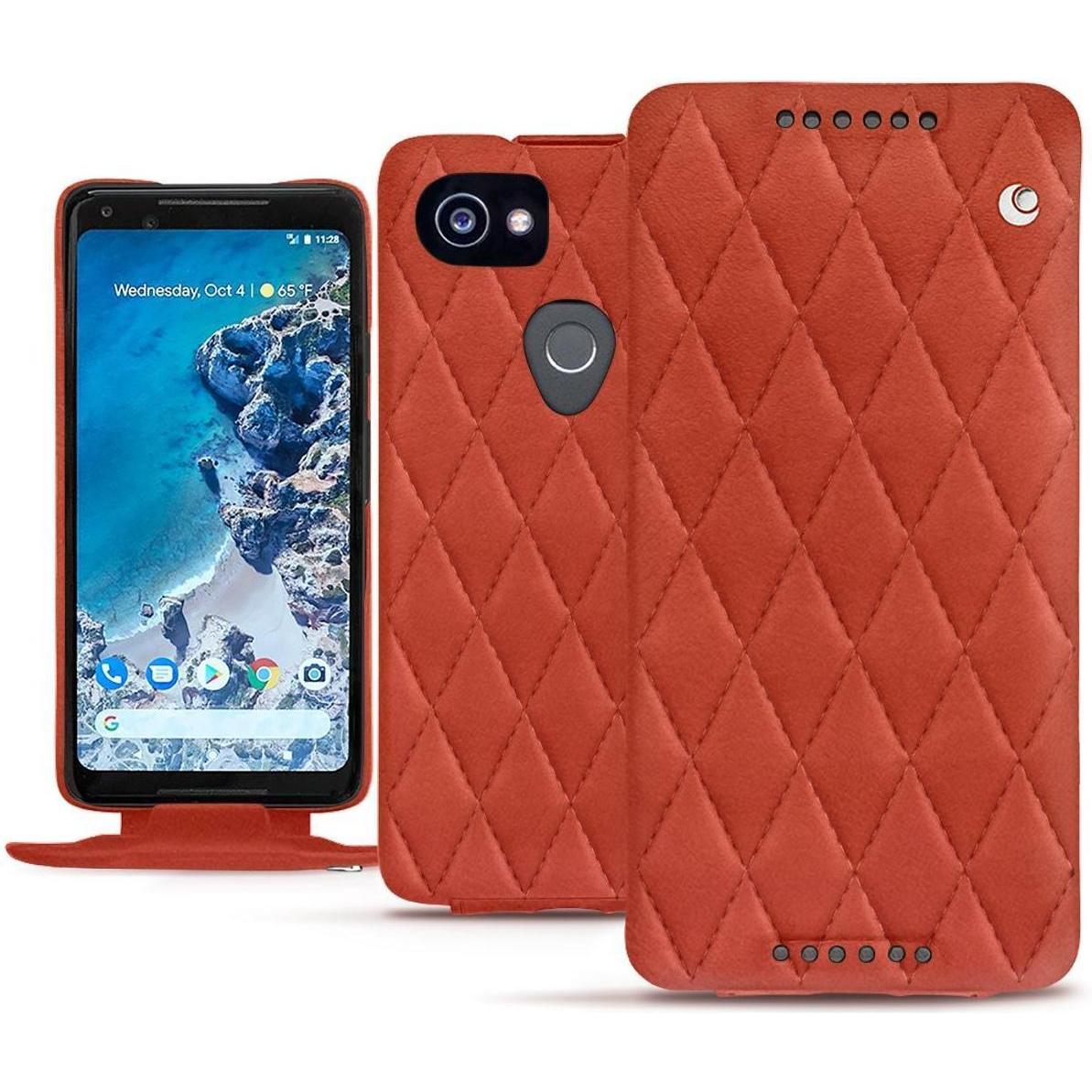 Noreve Lederschutzhülle vertikal (Google Pixel 2 XL), Smartphone Hülle, Orange