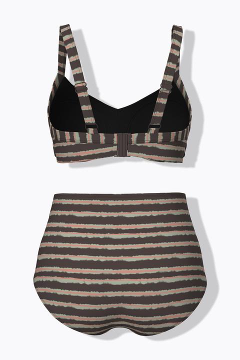 Immagine prodotto Ulla Popken Bikini, Streifenmix, drapiert, Softcups, recycelt (46)
