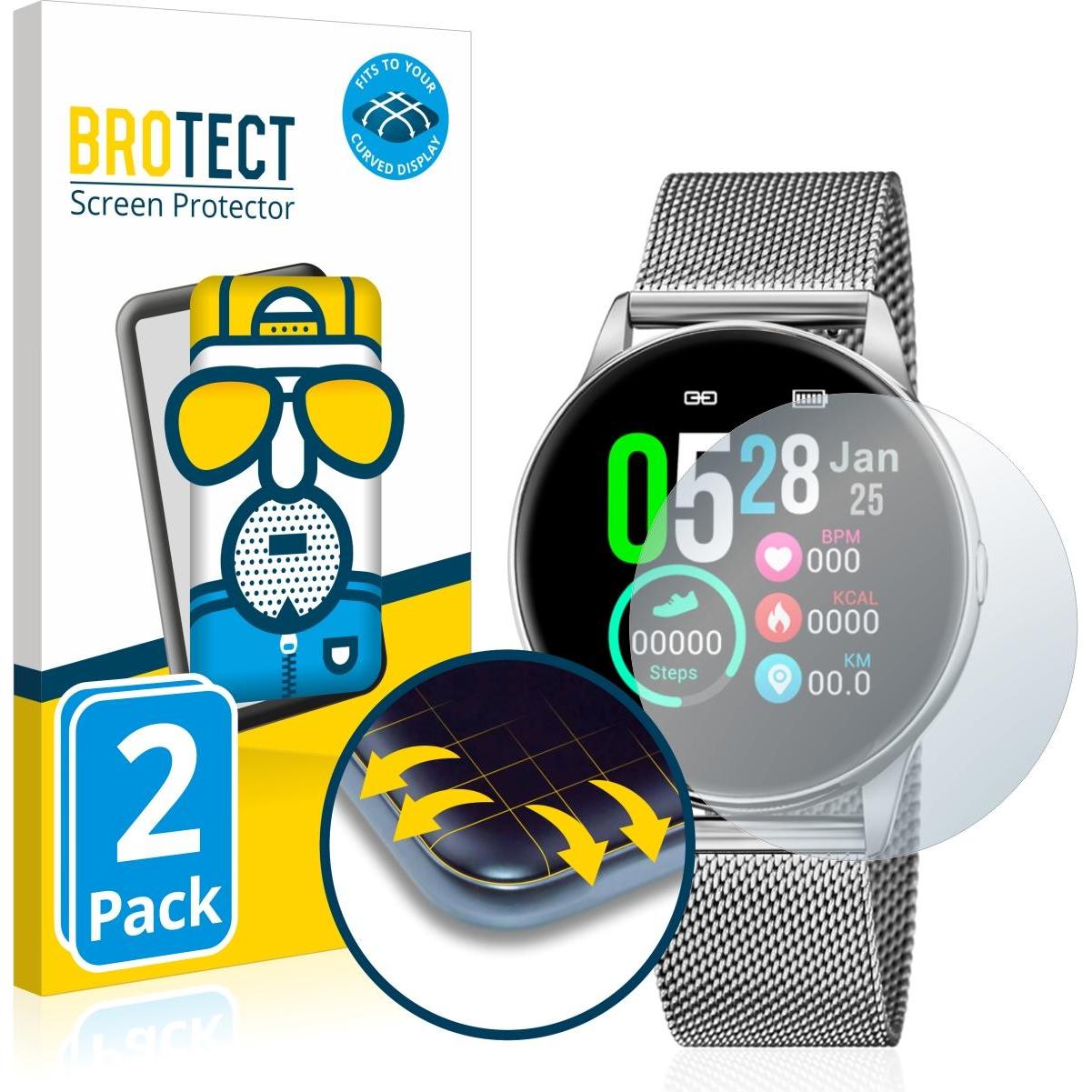 BROTECT Full-Cover Displayschutz Matt, Smartwatch Schutzfolie, Grau