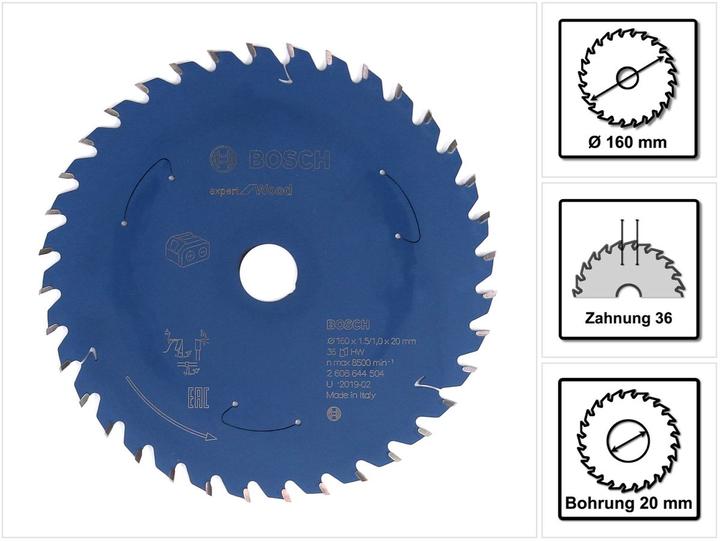Image du produit Bosch Professional Zubehör Lame de scie circulaire sans fil Expert for Wood, 160 x 1,5/1 x 20, 36 dents