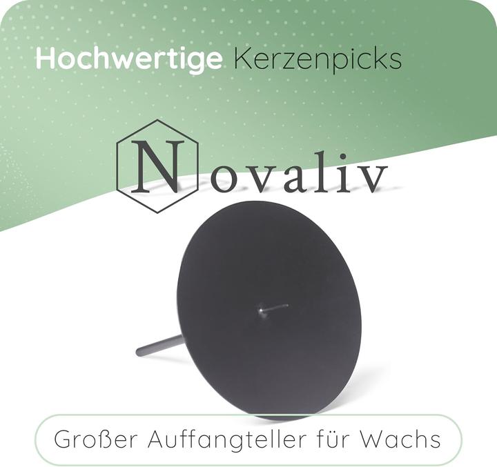 Produktbild Novaliv 4x Kerzenpick | Dorn, 6 cm SCHWARZ | Kerzenhalter für Adventskranz Kerzenpin Weihnachtskranz