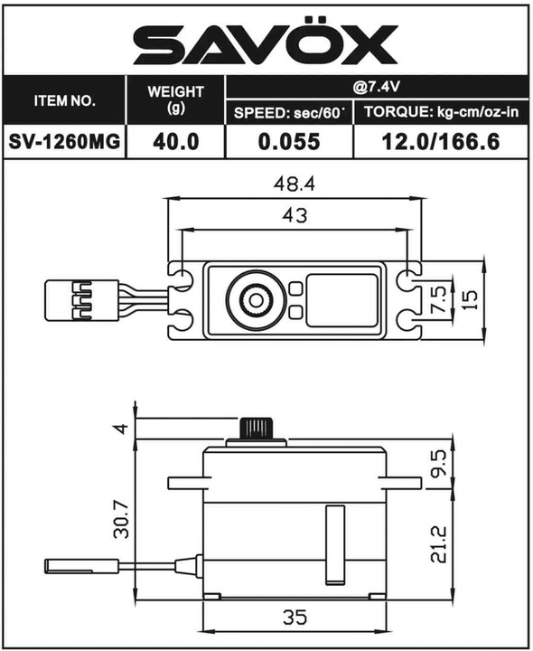 Produktbild Savöx Servo SV-1260MG Digital