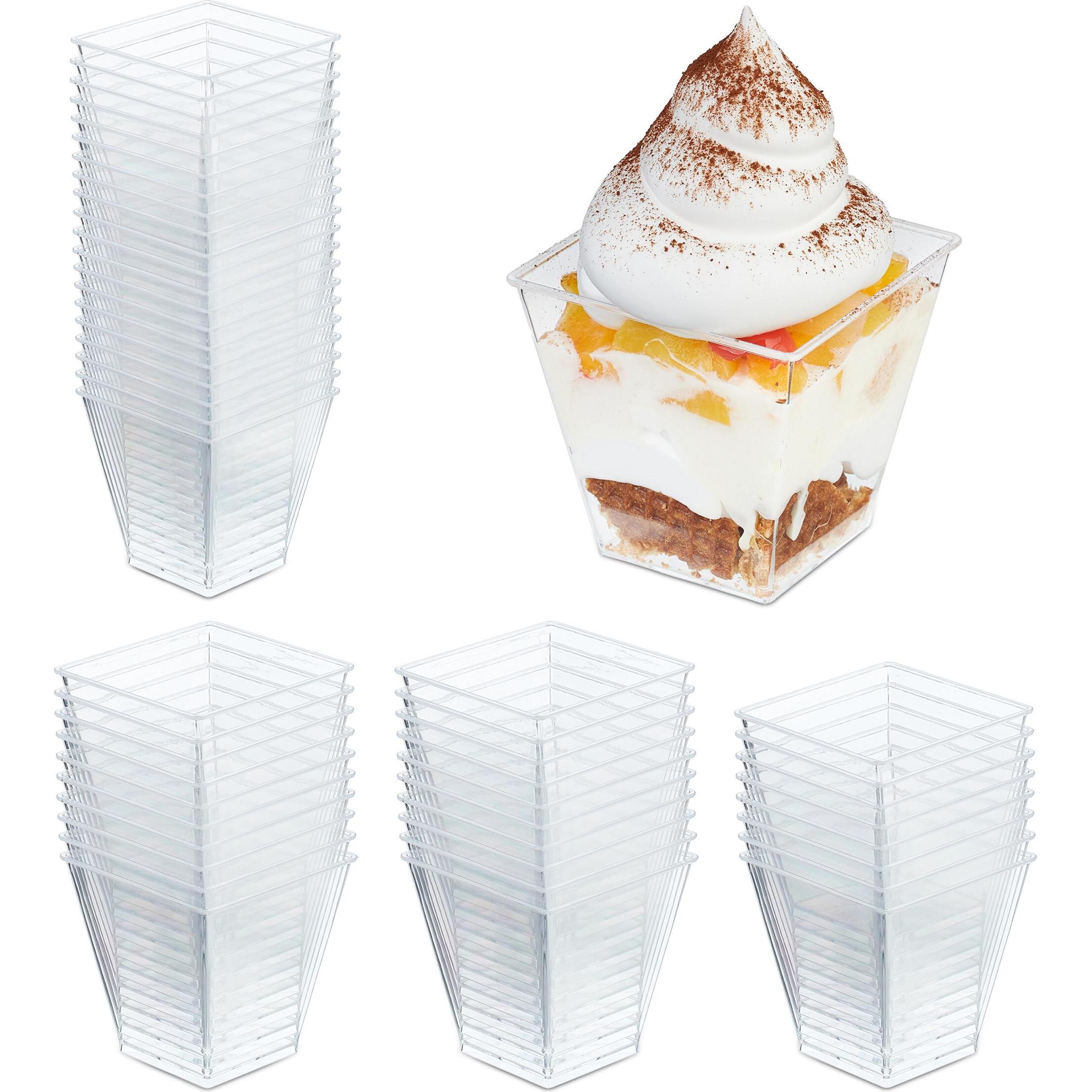 Relaxdays 50x Dessertschalen, Schüssel + Schale, Transparent