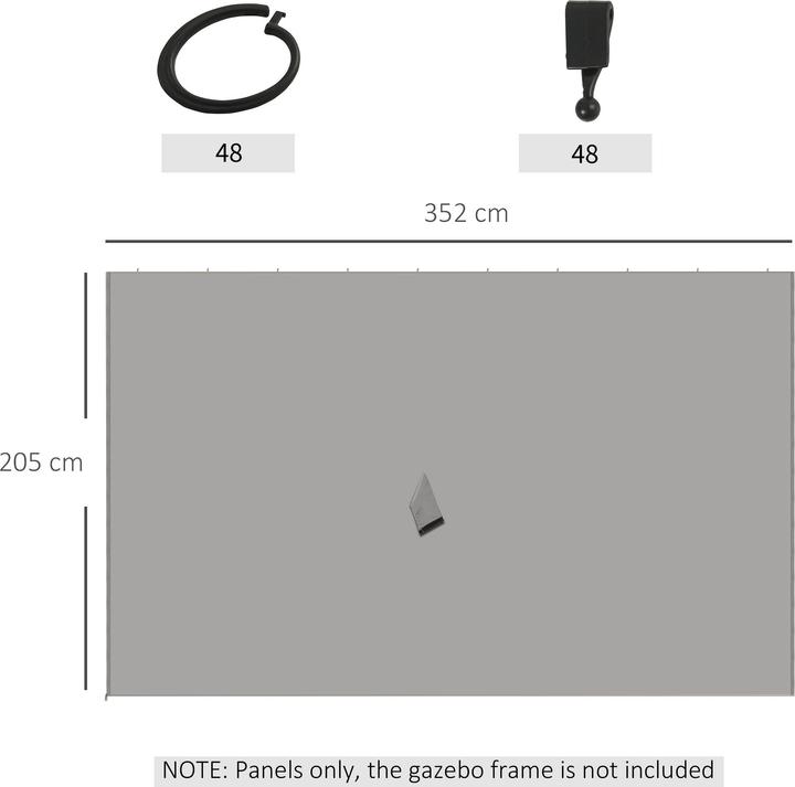 Produktbild Outsunny Seitenwände Polyester Hellgrau (1 cm, 352 cm)