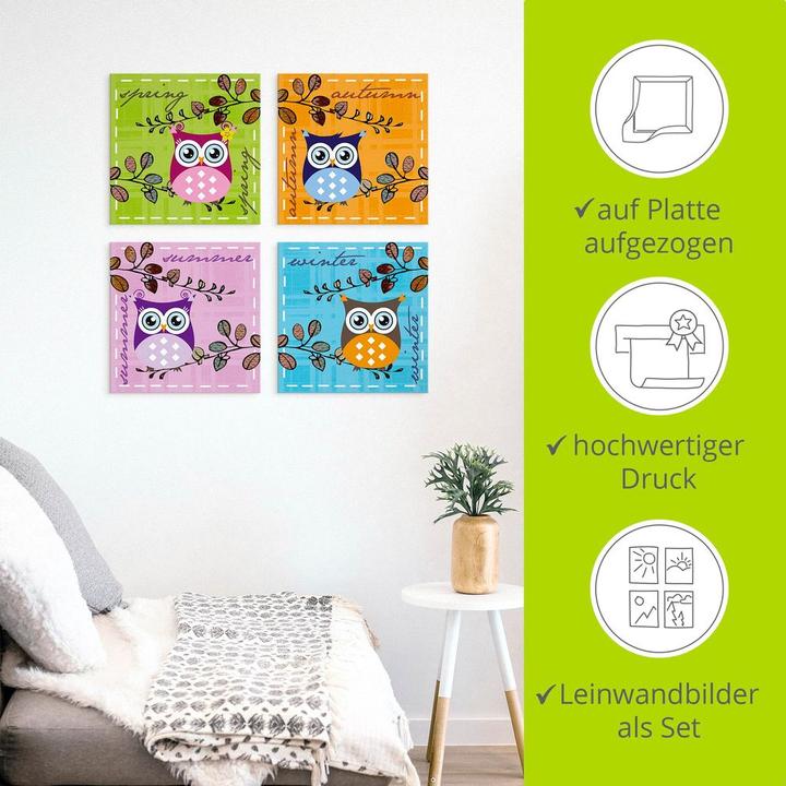 Actual product image Artland Owl in spring, summer, autumn, winter S6IA (30 x 30 cm)