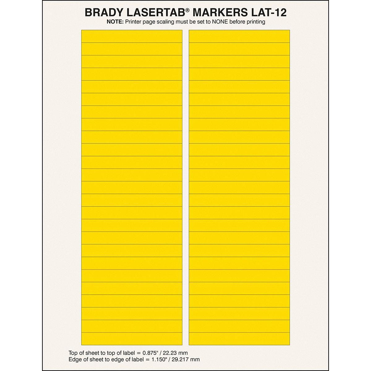 Brady, Etiketten, LAT-12-747YL-2.5, Polyester, matt, Gelb, 76.20 x 9.53 mm, dauerhaft klebend, US-Letter, 2-ba