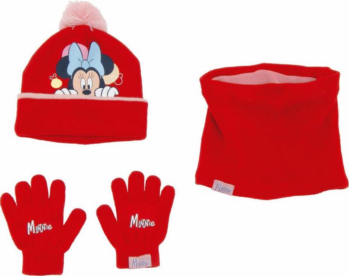 Minnie Mouse Geluksrode muts, handschoenen en sjaal