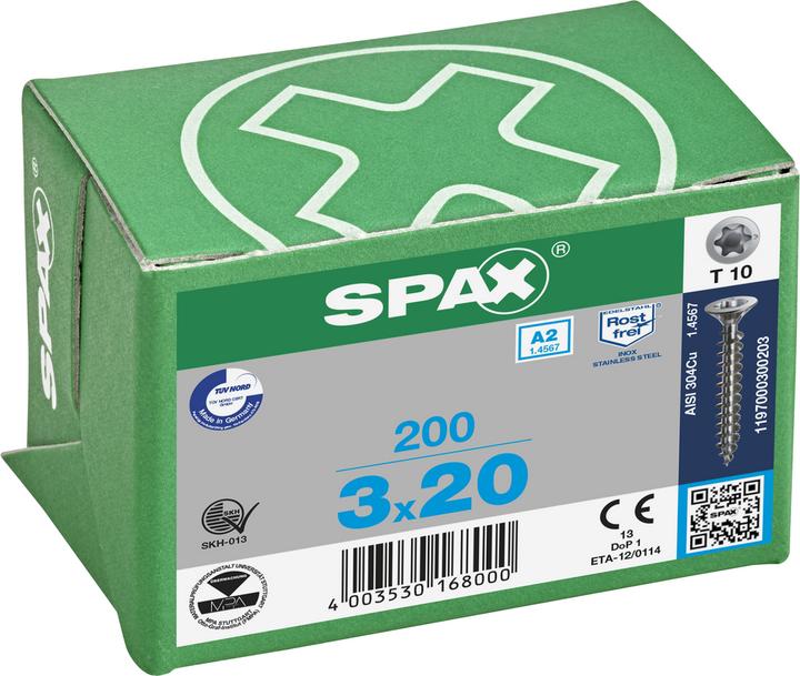 Actual product image Spax A2 Countersunk Head Brake Pads T-Star Plus T10 Fully Threaded (200 Screws per piece)