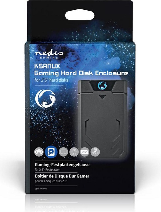 Immagine prodotto Nedis Contenitore per disco rigido da 2,5 pollici SATA II connessione USB 3.1 USB Type-A Alluminio / (2.5")