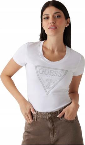 Image du produit Guess Damen T-Shirt Shiny Triangle Weiss (M)