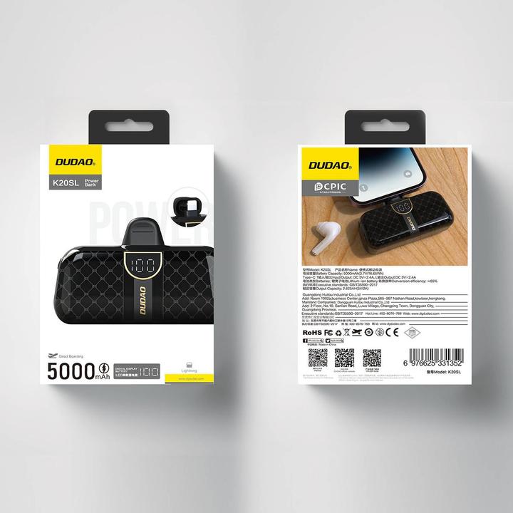 Image du produit Dudao Mini banque d'alimentation K20SL en forme de sac Lightning 5000mAh - noir (5000 mAh)