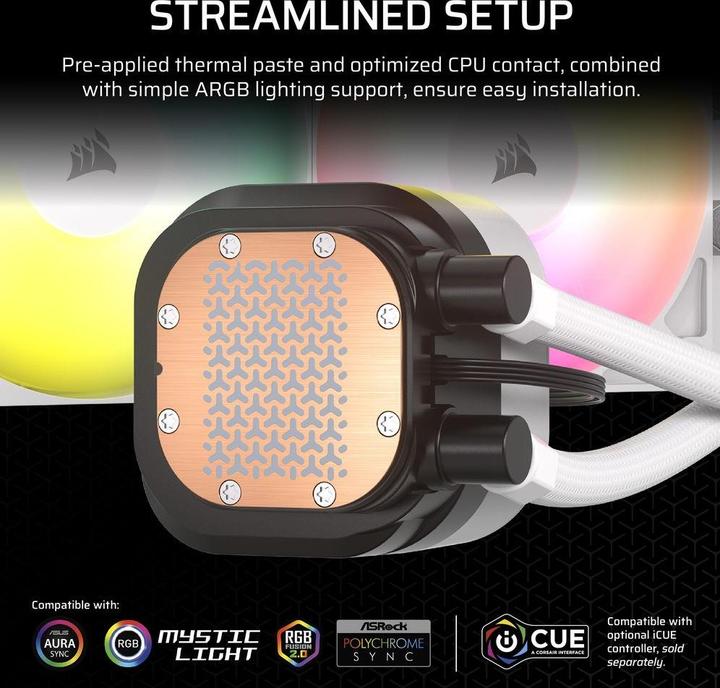Actual product image Corsair NAUTILUS 360 ARGB White, 360mm Radiator, Liquid CPU Cooler
