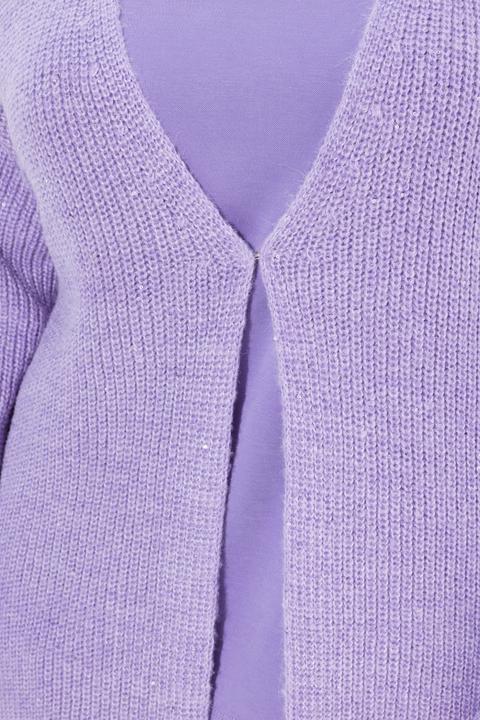 Immagine prodotto Ulla Popken Cardigan dal taglio oversize in maglia a coste con scollo a V e paillettes (54)