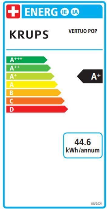 Energy Label Krups Nespresso Vertuo Pop (NESPRESSO Vertuo, EU plug)