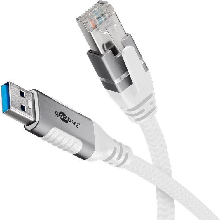 Goobay Ethernet-Kabel USB-A 3.0 auf RJ45, 10 m (USB 3.0, RJ45 (1x)), Netzwerkadapter, Weiss