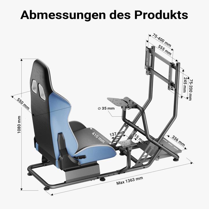 Produktbild Wiltec Rennsimulator Racing Cockpit mit Gaming Sitz Sim Racing Auto Simulator